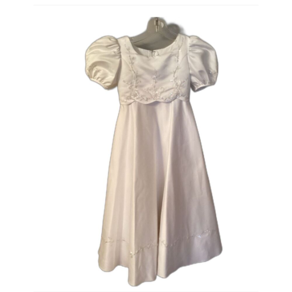 EDEN BRIDAL sz 5 SATIN SHORT SLEEVE JR BRIDESMAID FLOWER GIRL DRESS